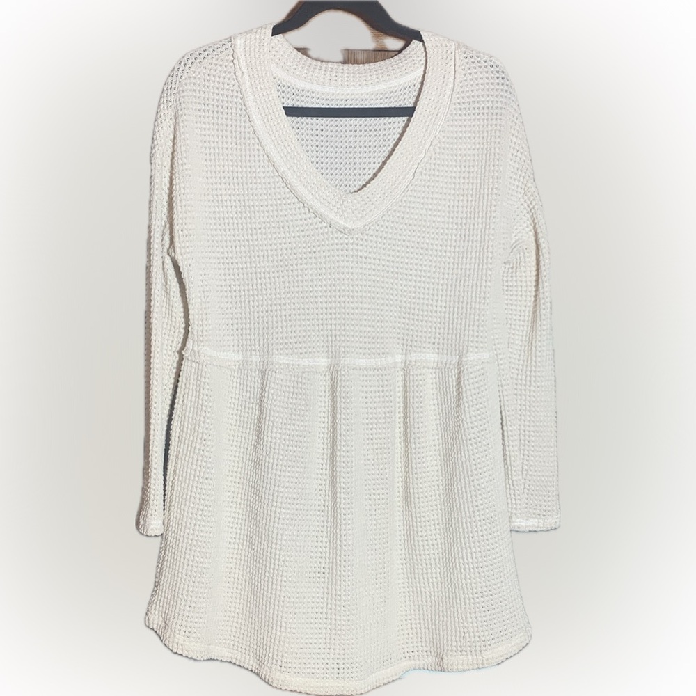 Cottagecore White Blouse with Waffle Material